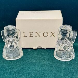 Lenox Crystal Angel Salt & Pepper Set 3" Preowned in box With Stoppers Christmas